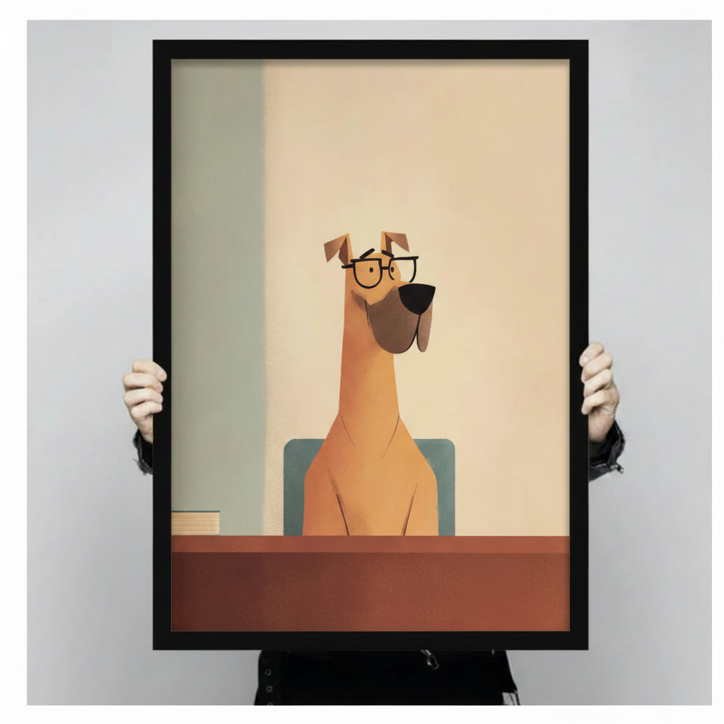 Glasses Dog Minimalist Canvas Wall Art Print