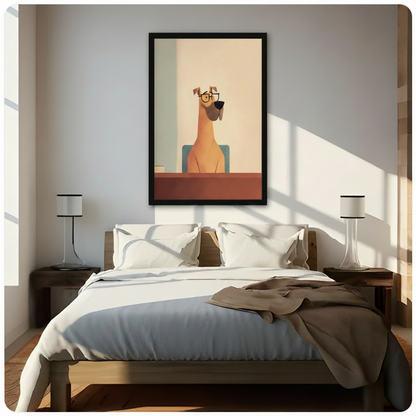 Glasses Dog Minimalist Canvas Wall Art Print