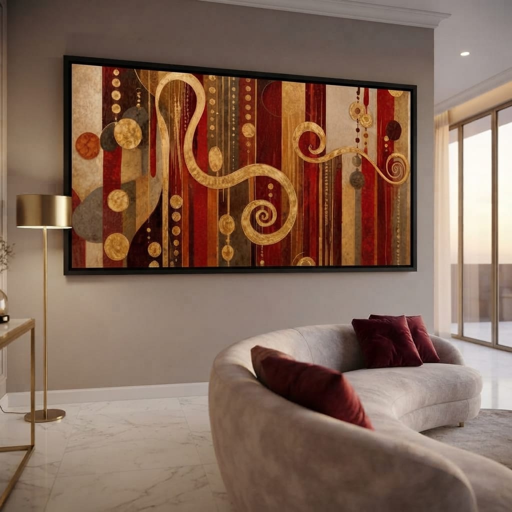 Glimpse of Red and Gold Canvas Wall Art