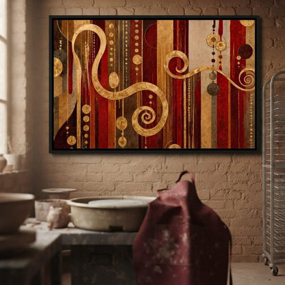 Glimpse of Red and Gold Canvas Wall Art