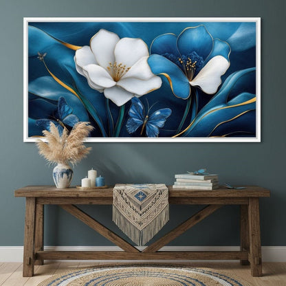 Blue Symphony of Flowers Canvas Wall Art