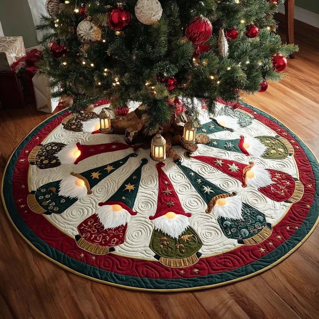 Gnome Blessing Christmas Quilted Tree Skirt