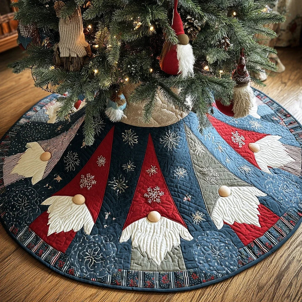 Gnome Blessing Christmas Quilted Tree Skirt