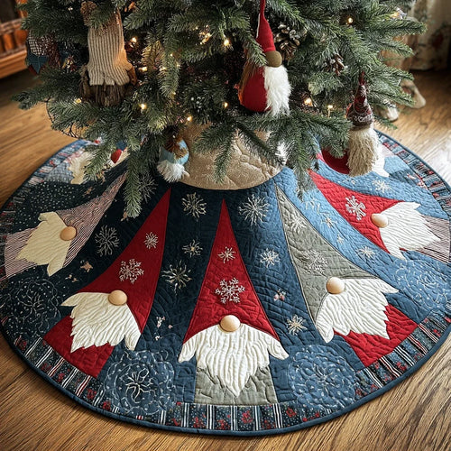 Gnome Blessing Christmas Quilted Tree Skirt