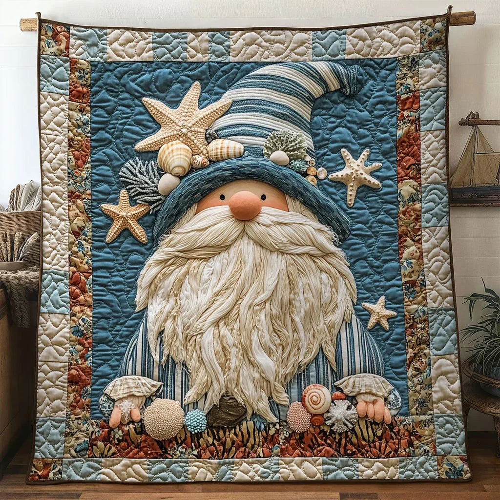 Gnome Blue Tide Quilt Blanket