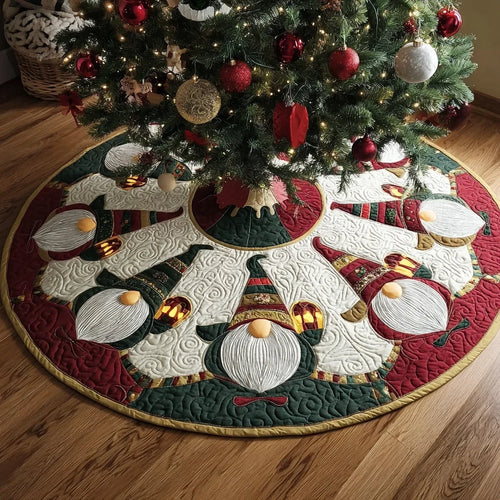 Gnome Cheer Christmas Quilted Tree Skirt