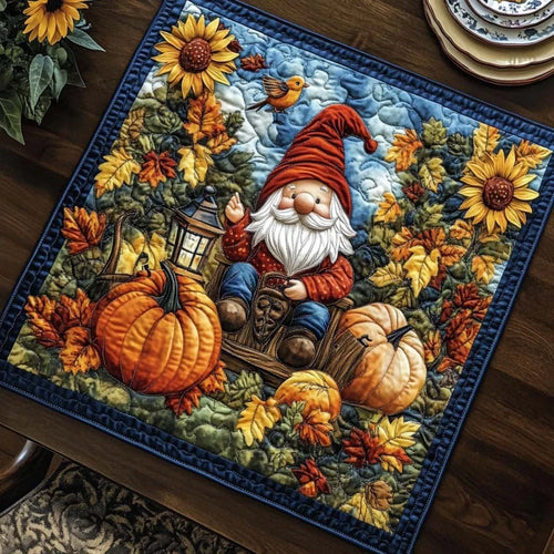 Gnome Fall Wishes Quilted Table Topper