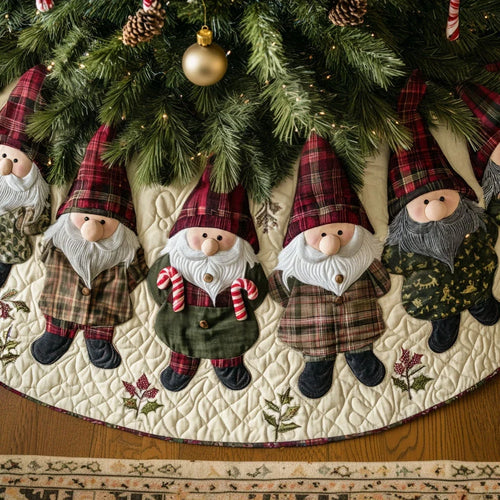 Gnome for the Holidays Quilted Christmas Tree Skirt