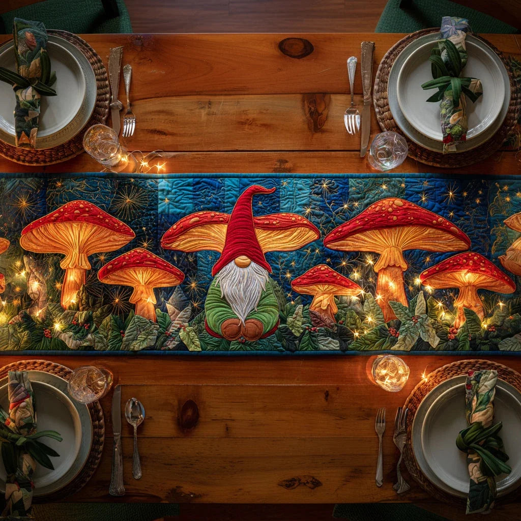 Gnome Forest Quilted Table Runner