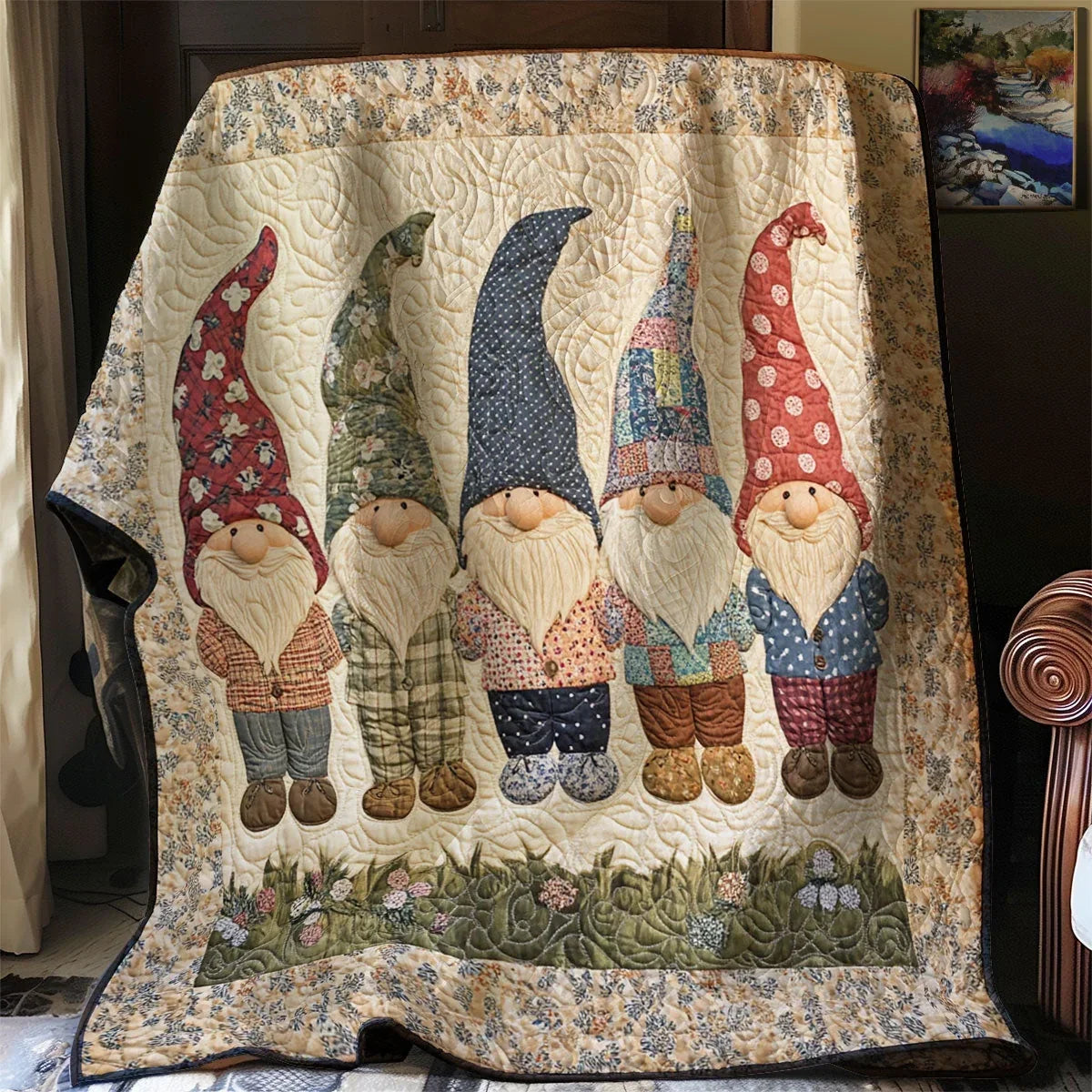 Gnome Gathering Quilt Blanket