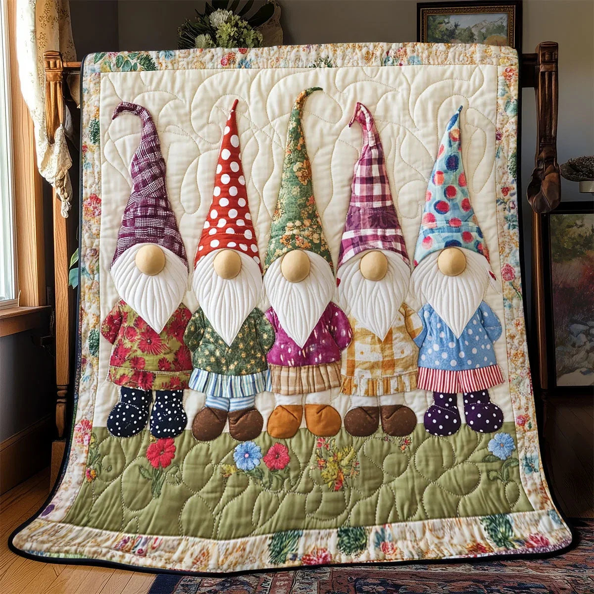 Gnome Gathering Quilt Blanket