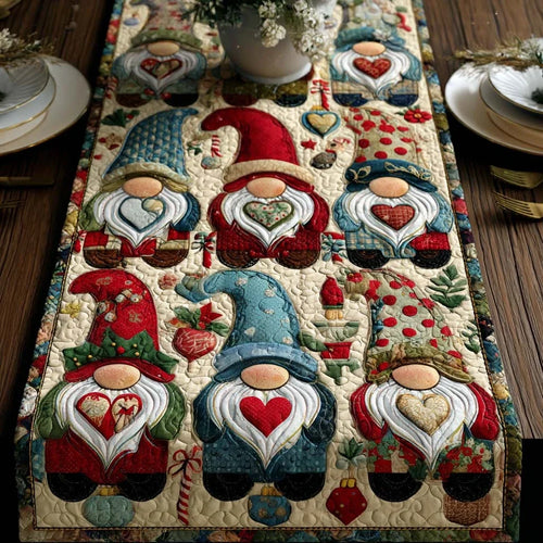 Gnome Hearts Quilted Table Runner