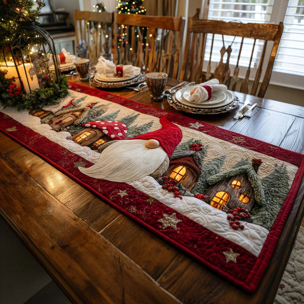 Gnome Lights Quilted Table Runner