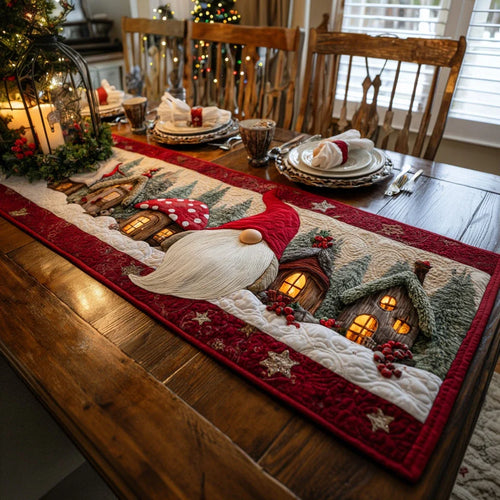 Gnome Lights Quilted Table Runner