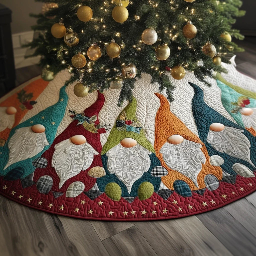 Gnome Magic Christmas Quilted Tree Skirt