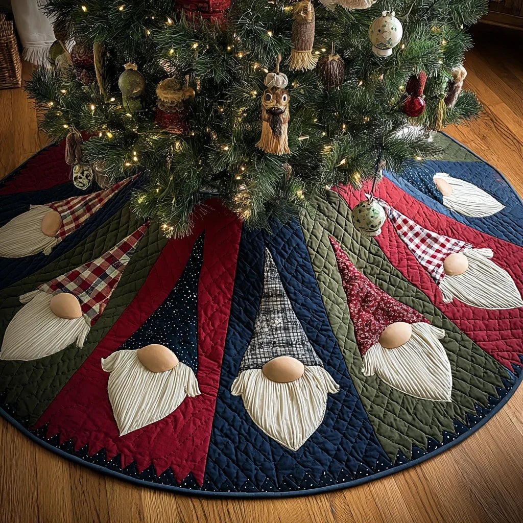 Gnome Magic Christmas Quilted Tree Skirt