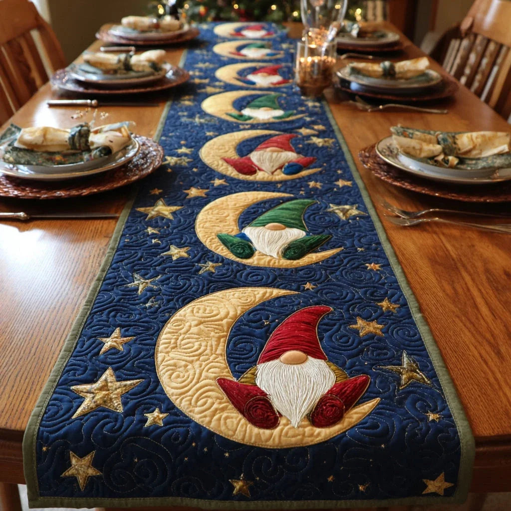Gnome Moon Quilted Table Runner