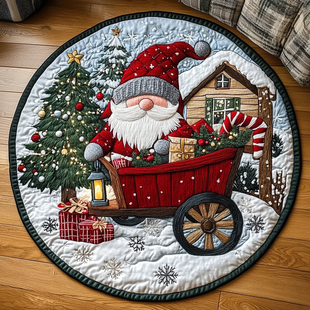 Gnome Noel Quilted Round Mat