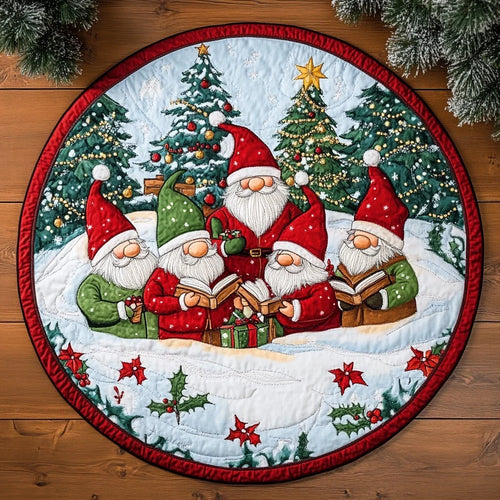 Gnome Sweet Gnome Quilted Round Mat