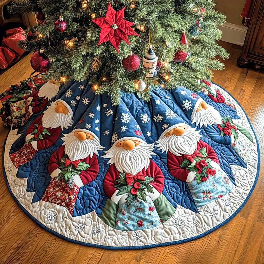 Gnome Village Glow Christmas Quilted Tree Skirt