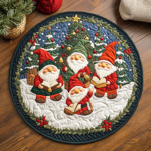 Gnome Winter Magic Quilted Round Mat