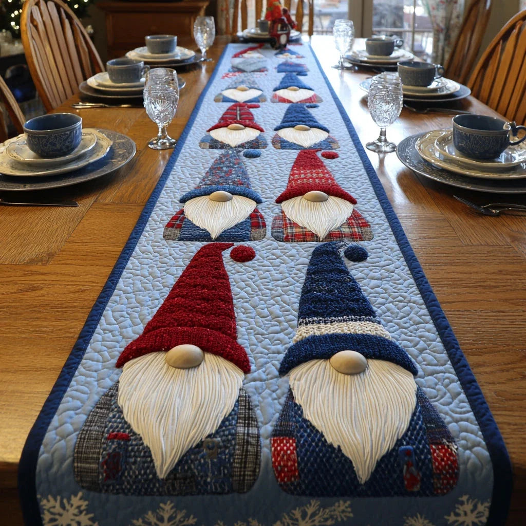 Gnome Winter Quilted Table Runner