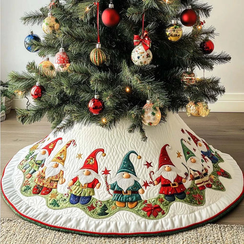 Gnome Wonderland Christmas Quilted Tree Skirt