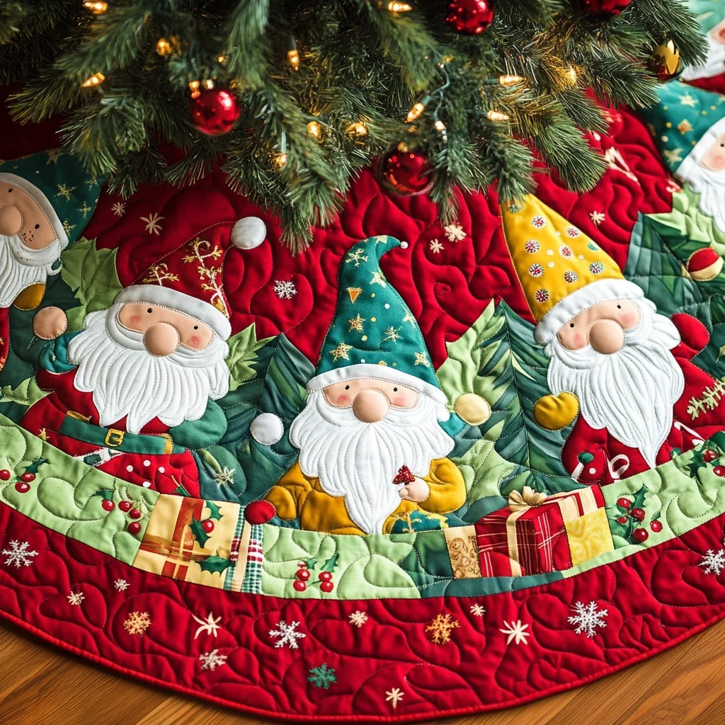 Gnome Workshop Quilted Christmas Tree Skirt
