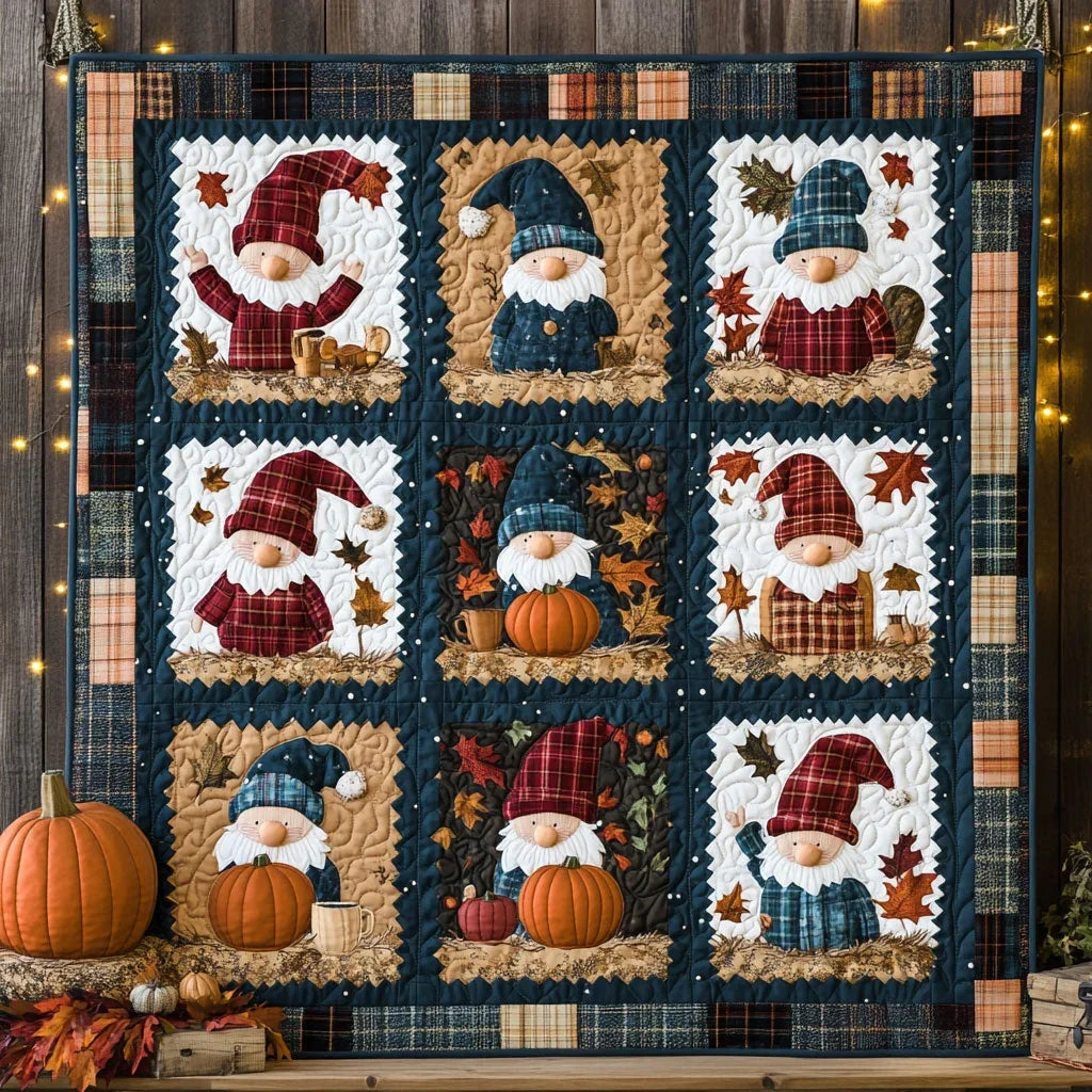 Gnomebody Does Fall Like Us Quilt Blanket