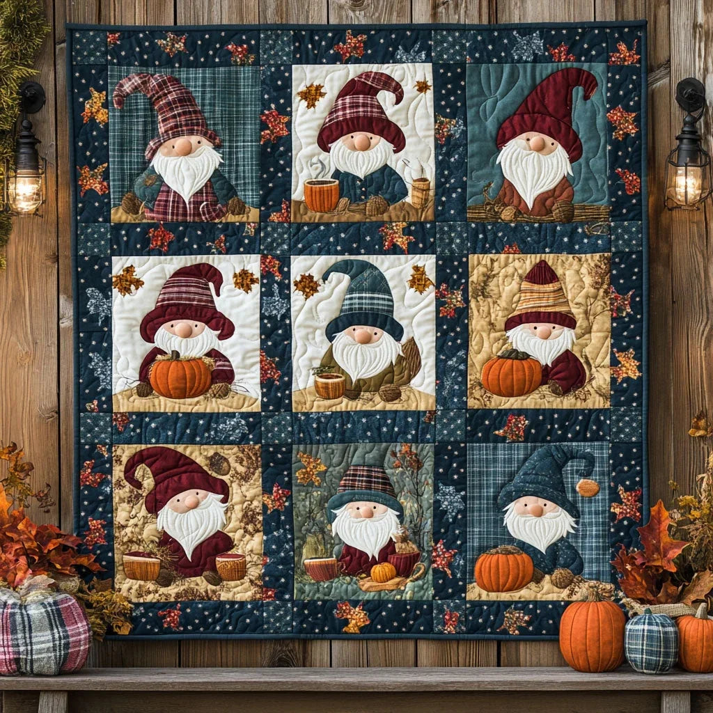 Gnomebody Does Fall Like Us Quilt Blanket