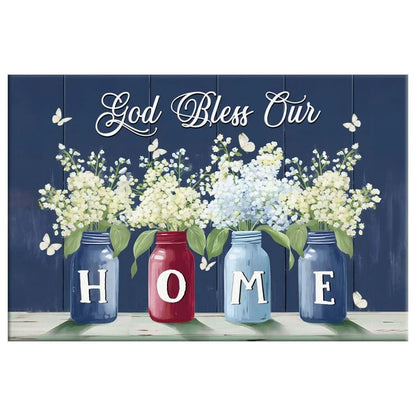 god bless our home butterflies and flowers in vases wall art canvas (Landscape) (view 2)