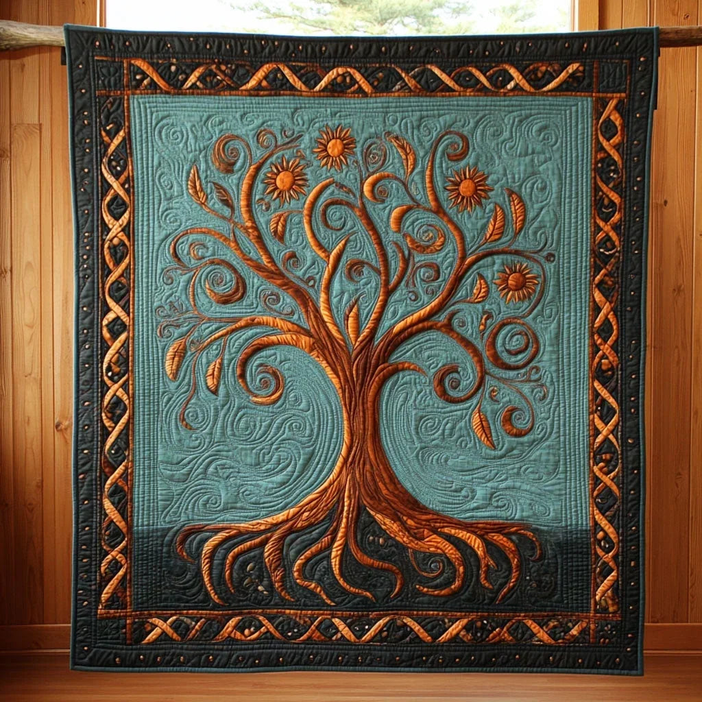 Golden Awakening Quilt Blanket