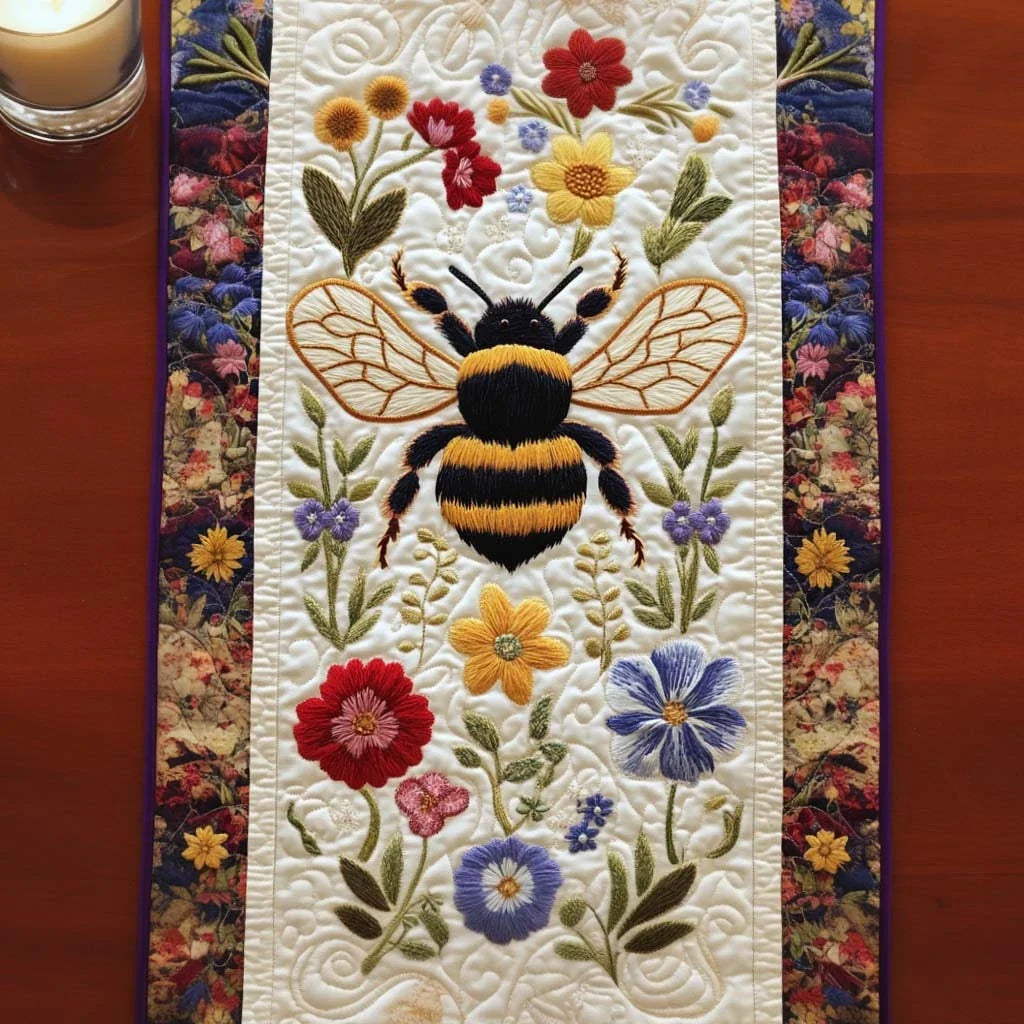 Golden Bee Quilted Table Runner