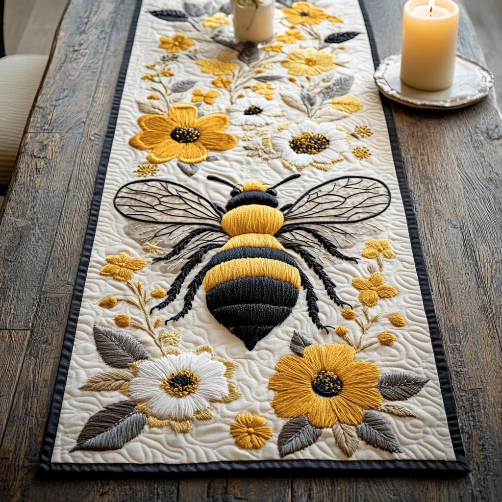 Golden Bee Quilted Table Runner