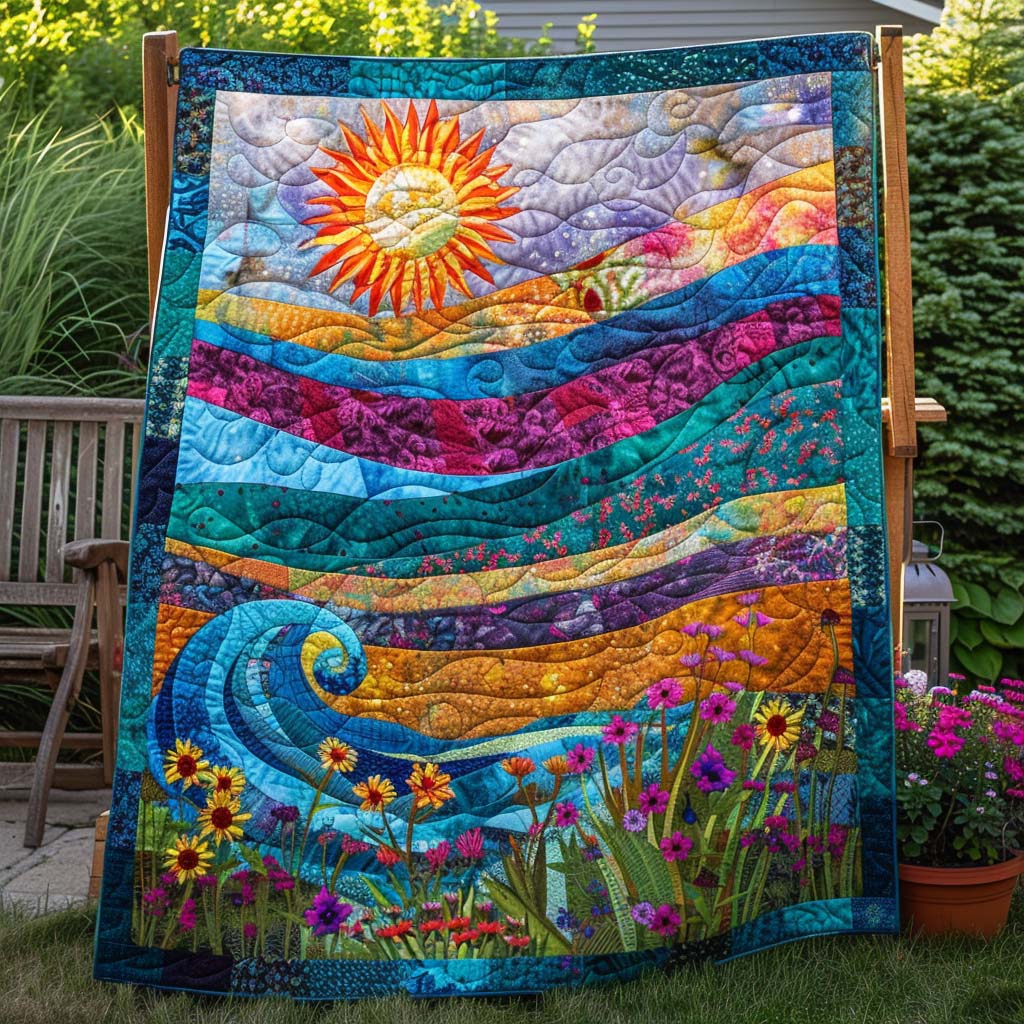Golden Bloom Quilt Blanket - Quilted Blanket by Wild and Way