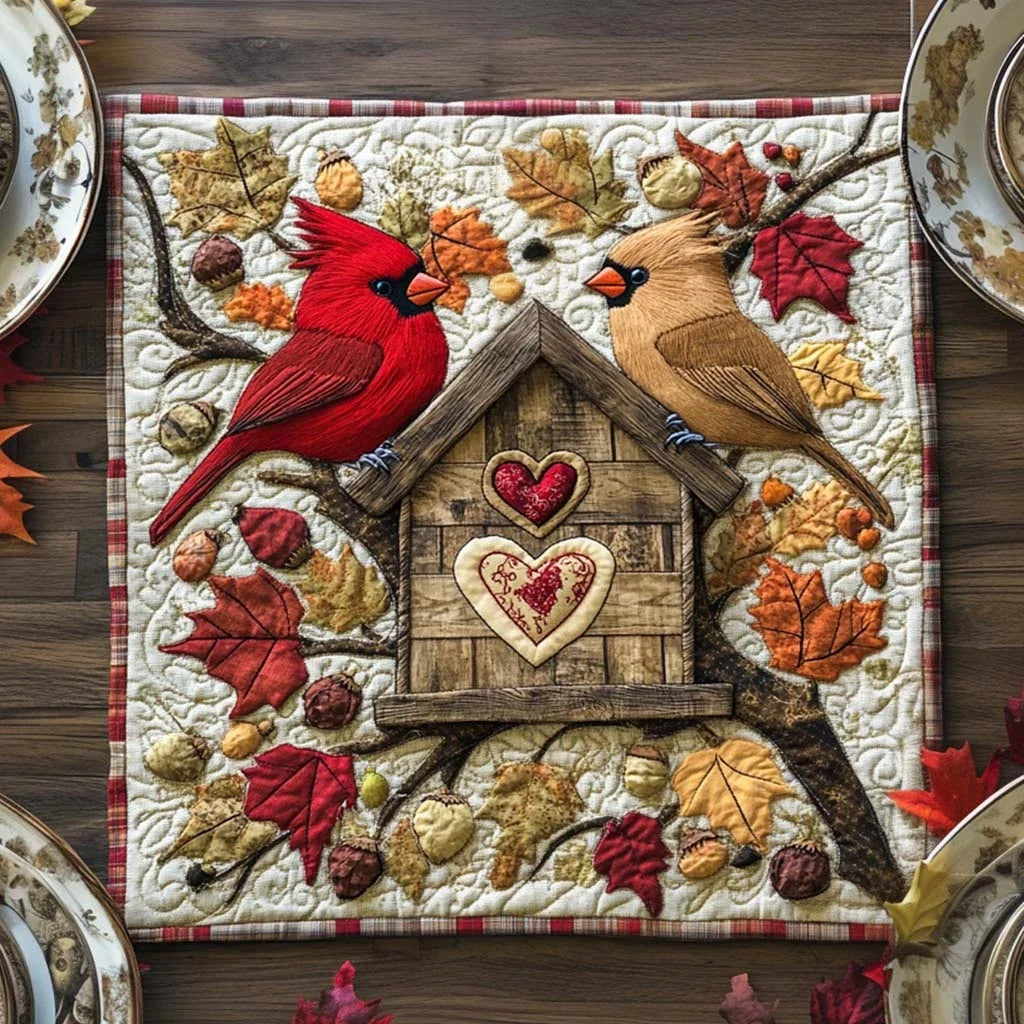 Golden Branches Quilted Table Topper