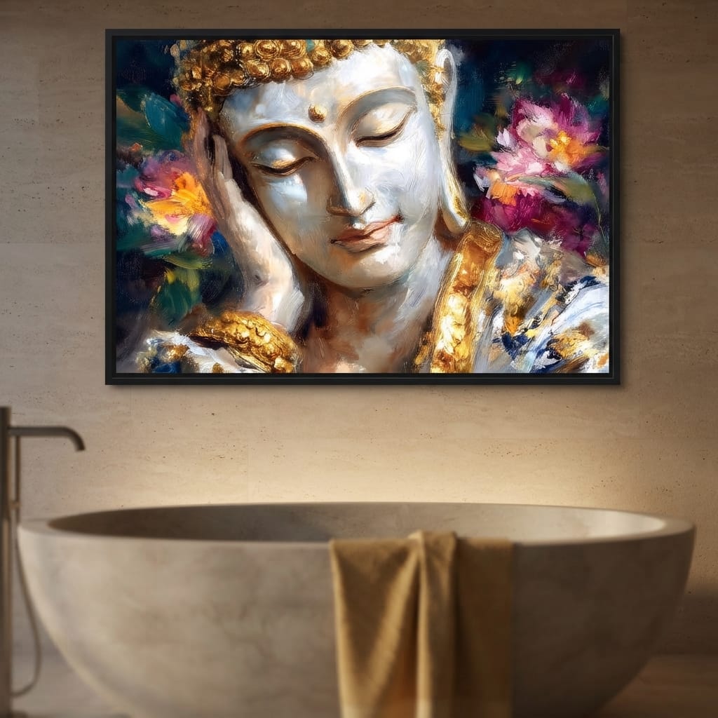 Golden Buddha Lotus Reverie Canvas Wall Art