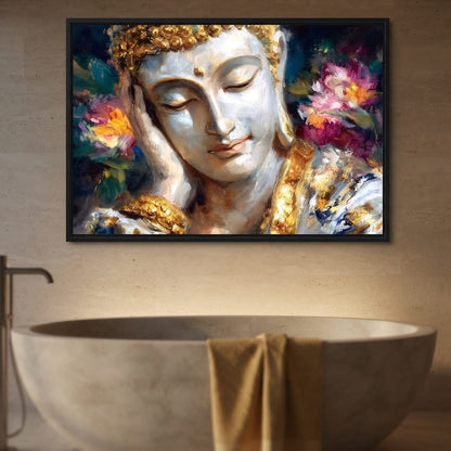 Golden Buddha Lotus Reverie Canvas Wall Art