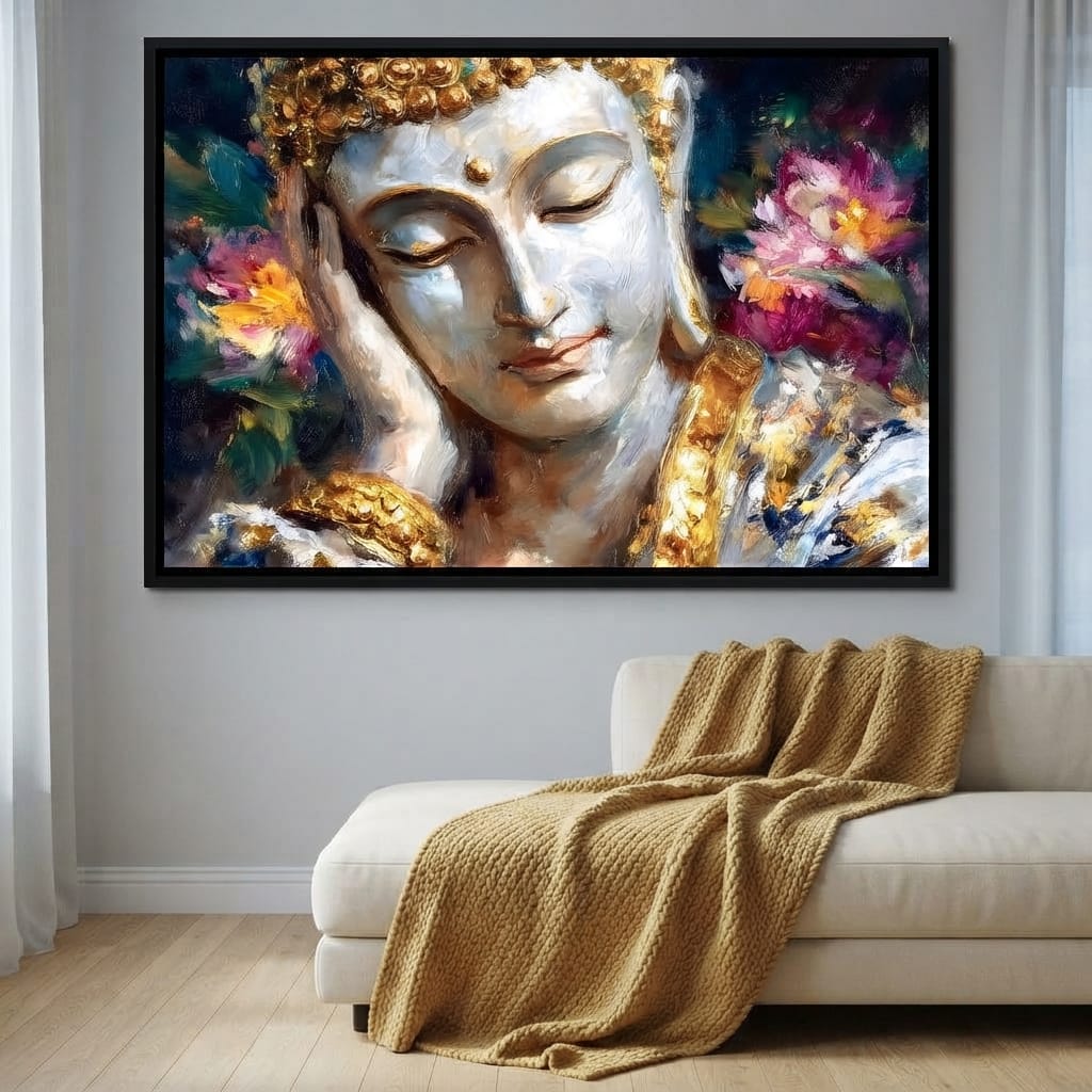 Golden Buddha Lotus Reverie Canvas Wall Art
