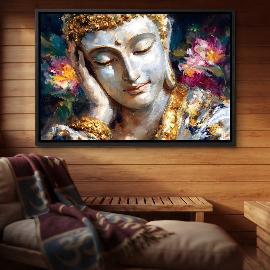 Golden Buddha Lotus Reverie Canvas Wall Art