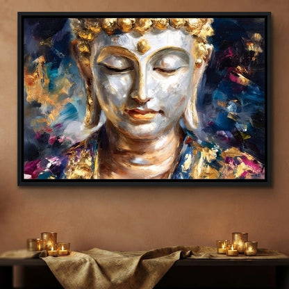 Golden Buddha Meditation Glow Canvas Wall Art