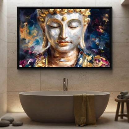 Golden Buddha Meditation Glow Canvas Wall Art
