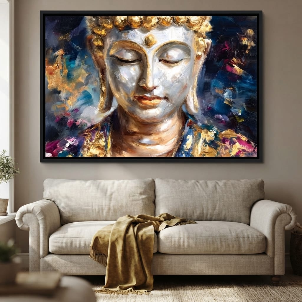 Golden Buddha Meditation Glow Canvas Wall Art