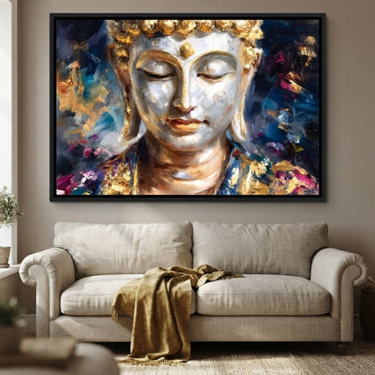 Golden Buddha Meditation Glow Canvas Wall Art