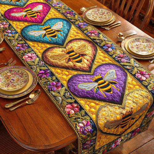 Golden Buzz Quilted Table Runner