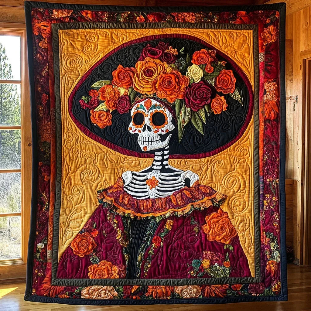 Golden Catrina Quilt Blanket
