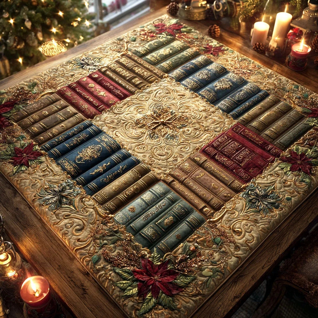 Golden Chapters Quilted Table Topper