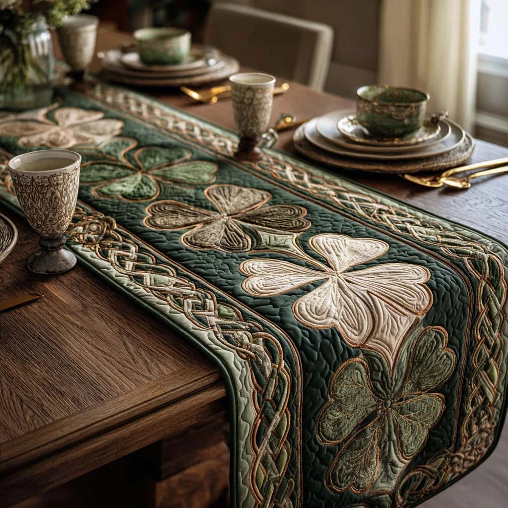 Golden Clover Quilted Table Runner