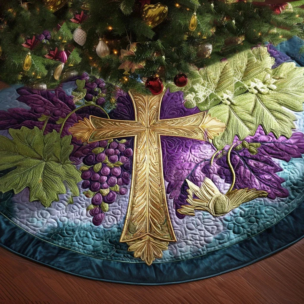 Golden Cross Christmas Quilted Tree Skirt