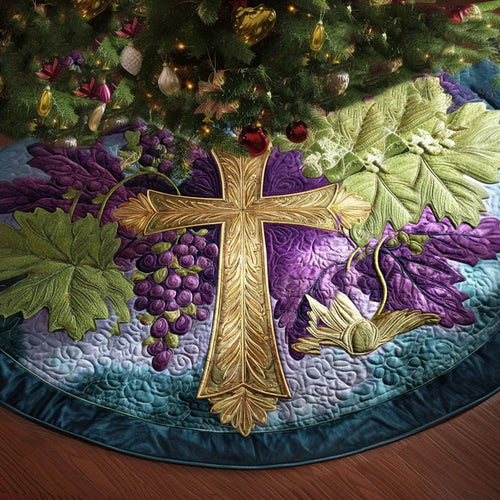 Golden Cross Christmas Quilted Tree Skirt